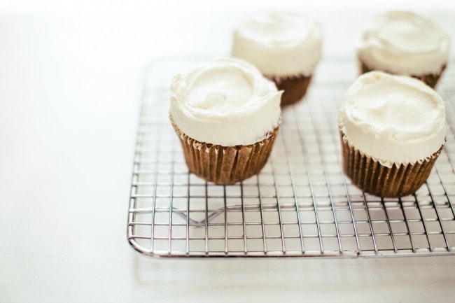 parsnip-cardamom cupcakes with maple cream cheese frosting