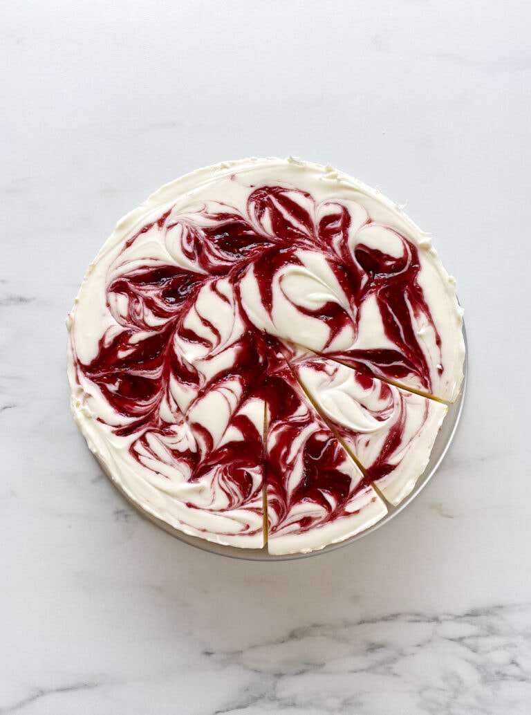 Creamy No-Bake Cheesecake with Jam Swirl - The Vanilla Bean Blog