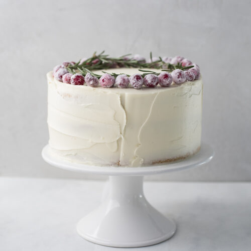 White Cake with Cranberries and White Chocolate Buttercream