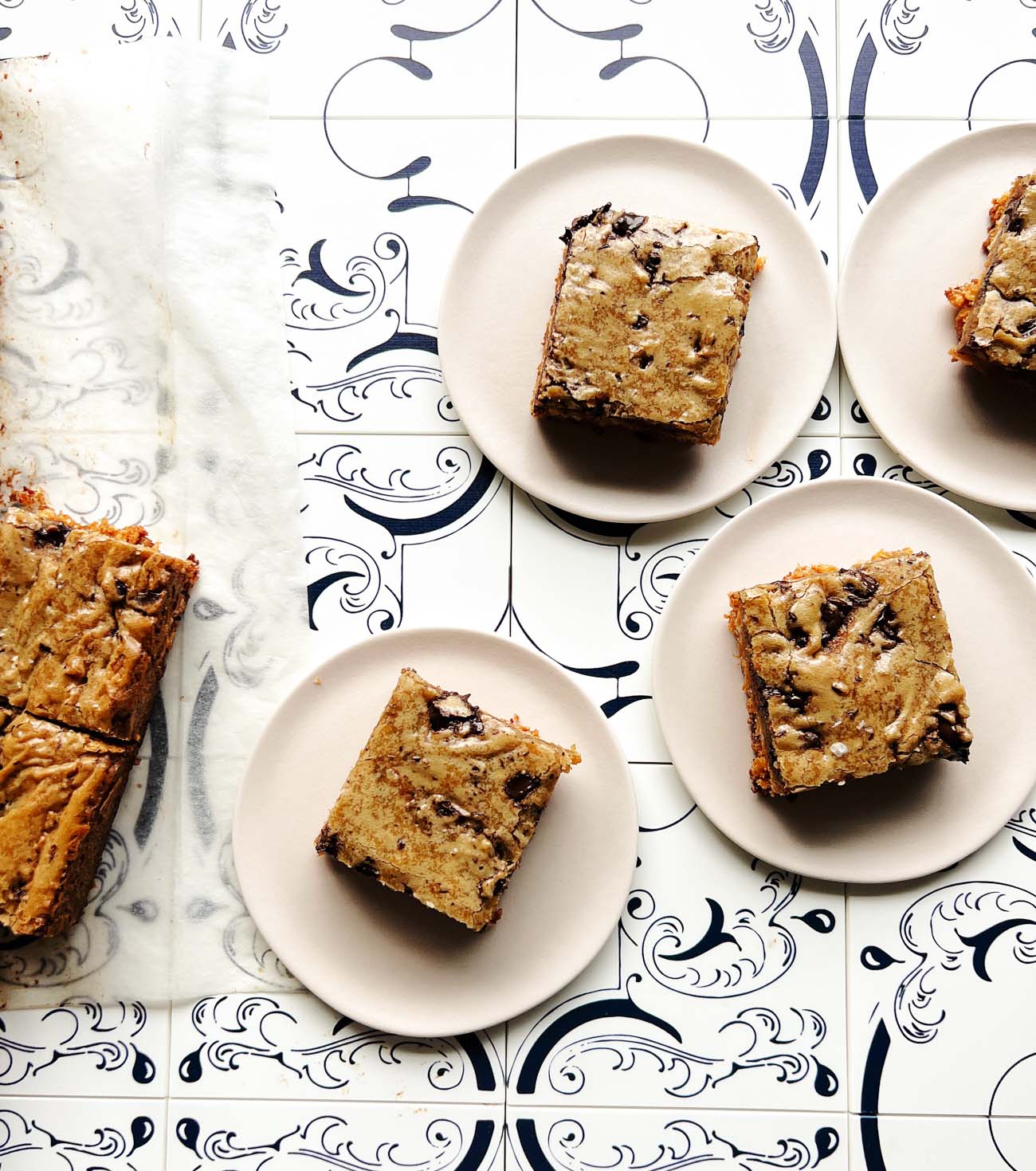 blondie bars on plates