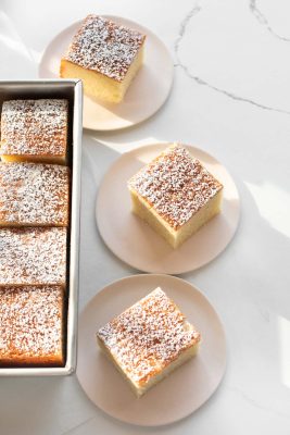 yellow snacking cake on marble backround