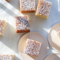 yellow snacking cake cut into squares