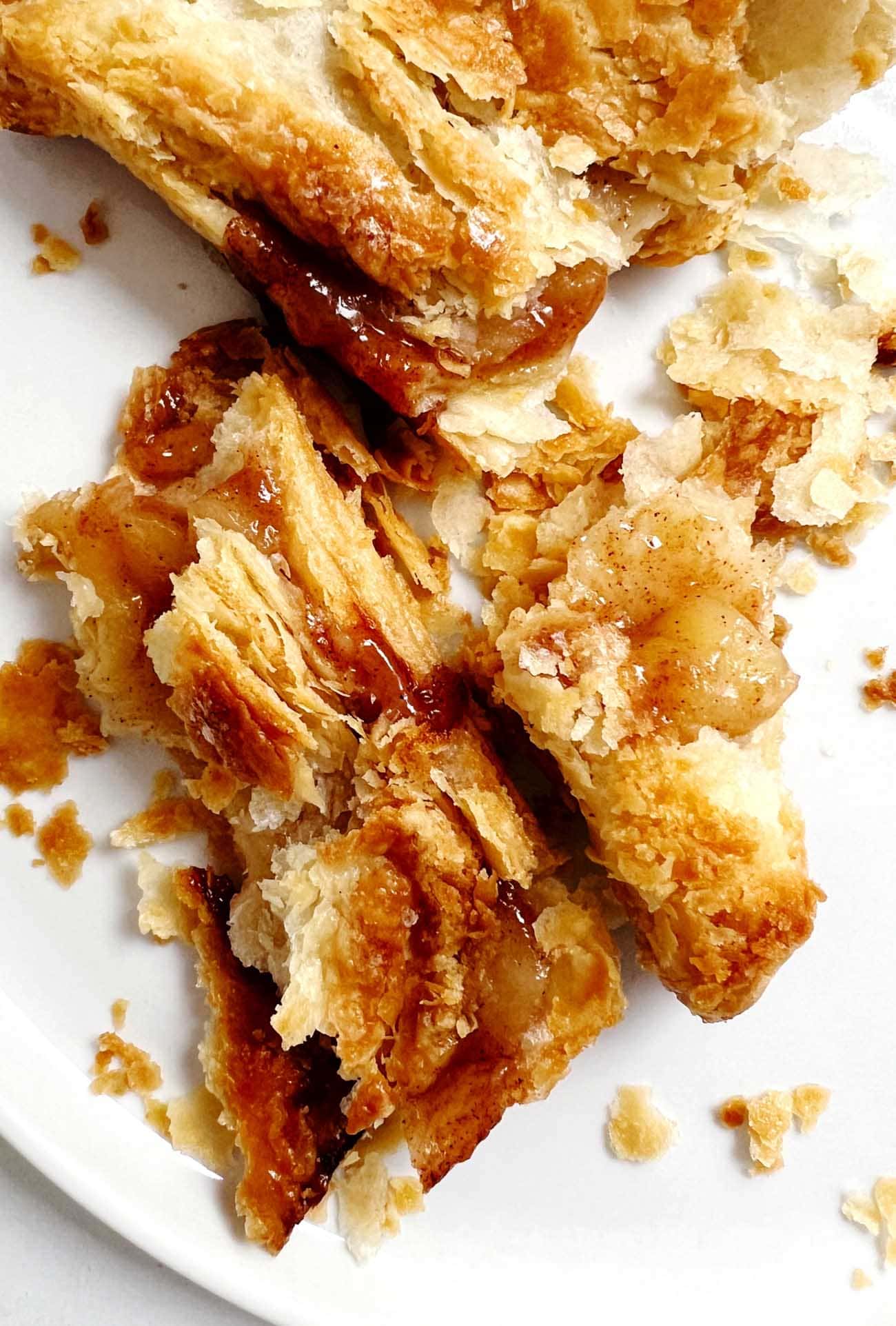 crumbled apple turnover on plate