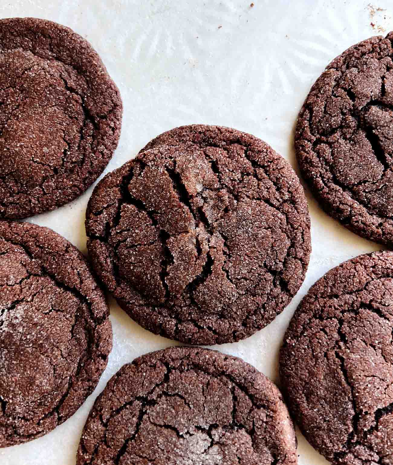 chocolate sugar cookies on parchment paper