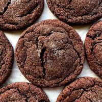 chocolate sugar cookies on parchment paper